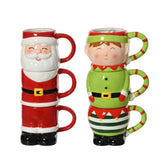 Kitchen Goods Dolomite Mug Set of 3pcs 19cm - Red Santa / Green Elf